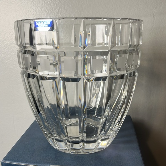 Marquis Waterford Crystal Quadrata Ice Bucket with Metal Tongs in Original Box - Picture 8 of 10